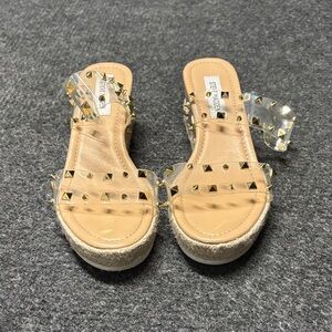 Steve Madden Clear and Gold Studded Sandals